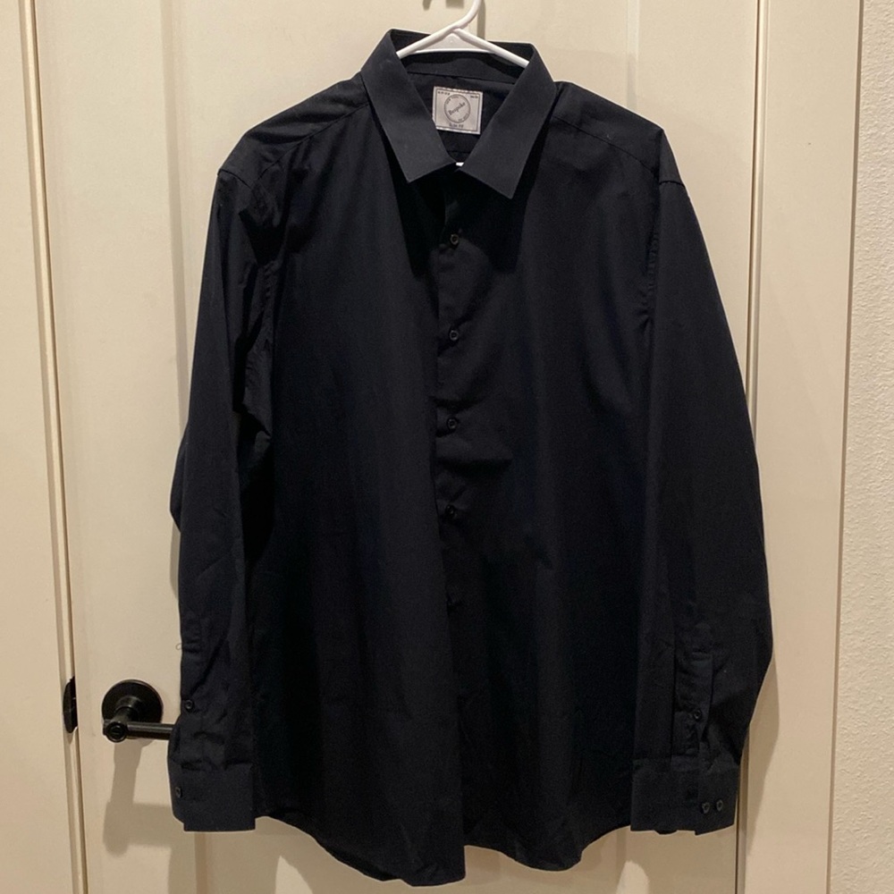 Bespoke Men’s Button Down Dress Shirt w/Tie. Slim Fit. Black.